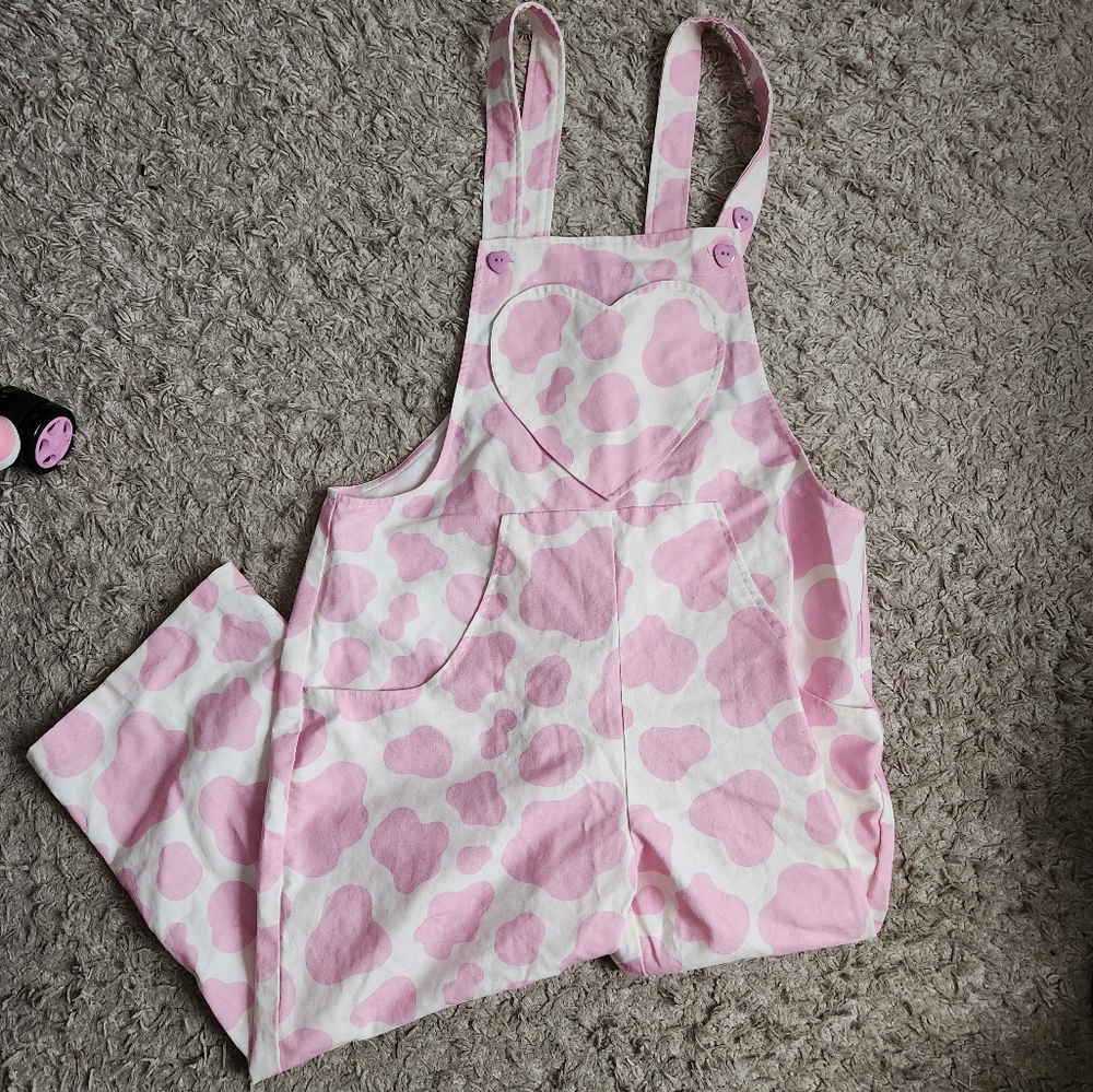 My Violet Pink Cow Print Overalls